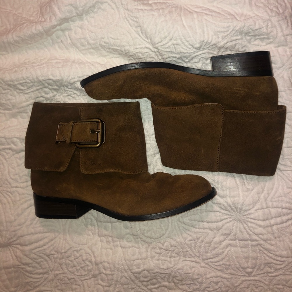 Coach Brown Suede Booties with Buckle